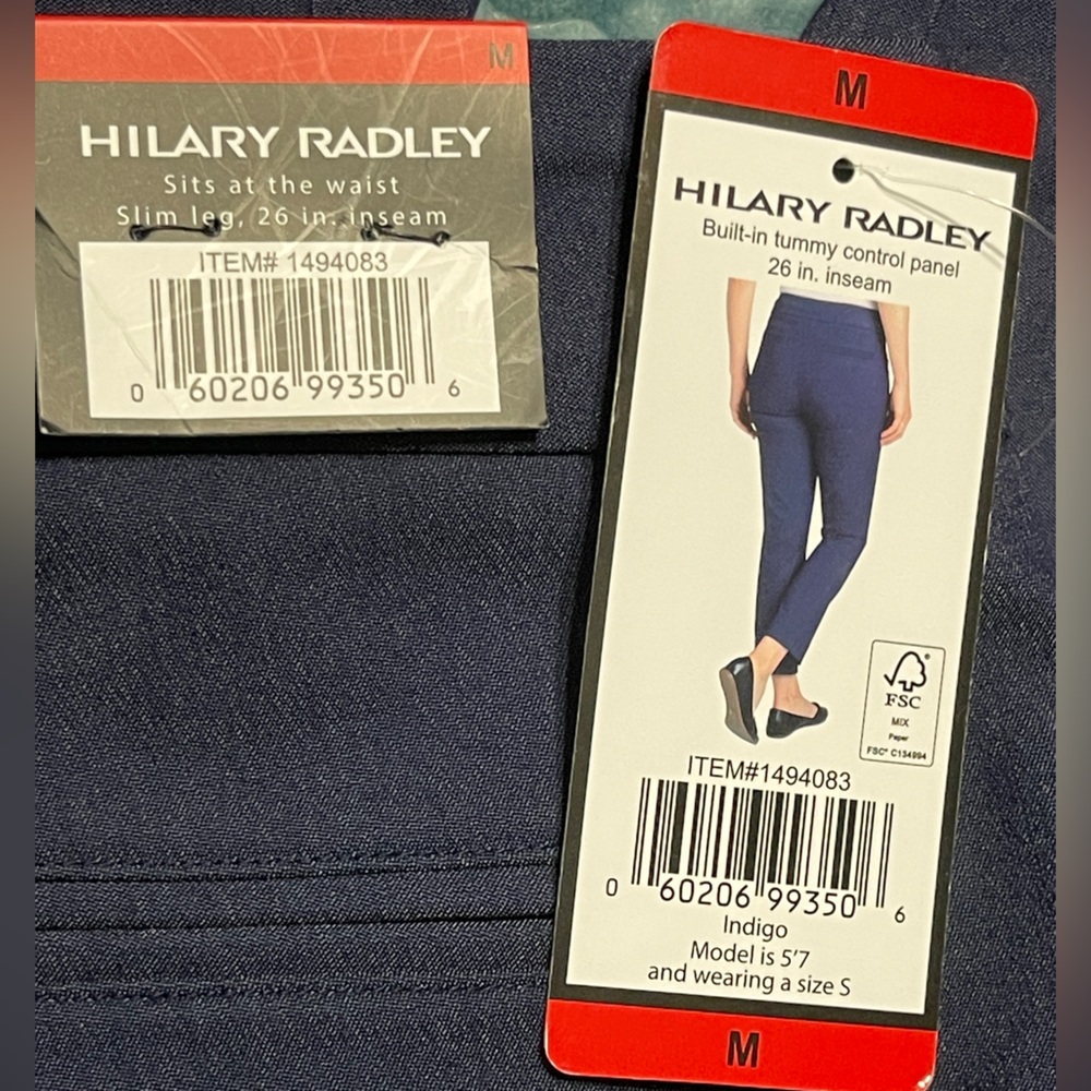 NWT Hilary Radley Pants Sz M Slim Leg Pull-On Stretch Indigo Blue Tummy Control - Picture 7 of 9